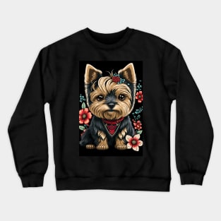 Super Cute Yorkshire Terrier Puppy Portrait Crewneck Sweatshirt